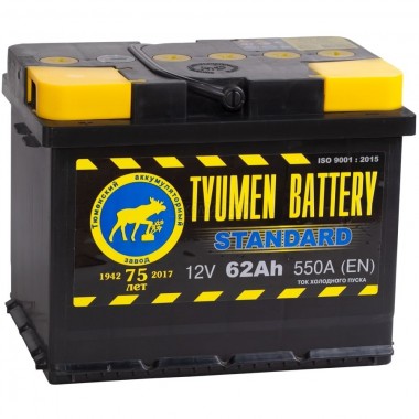 Автомобильный аккумулятор Tyumen Battery Standard 62 Ач прям. пол. 580A (242x175x190)