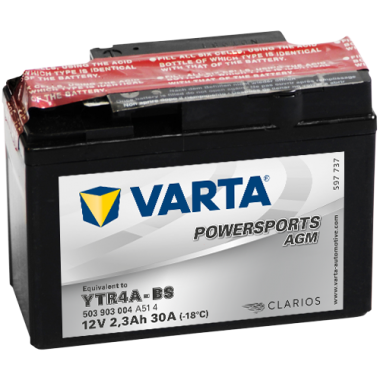 Мотоциклетный аккумулятор VARTA Funstart AGM YTR4A-BS 12V 3Ah 40А (114x49x86) обр. пол. 503 903 004, сухозар.