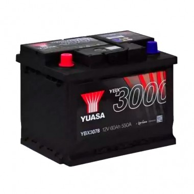Автомобильный аккумулятор YUASA YBX3078 60 Ач 550А прям. пол. (242x175x190)