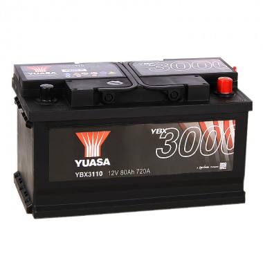 Автомобильный аккумулятор YUASA YBX3110 80 Ач 720А обр. пол. (315x175x175) низк.