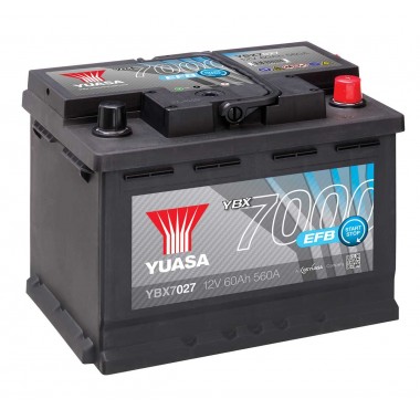 Автомобильный аккумулятор YUASA YBX9027 60 Ач 680А обр. пол. (242x175x190) AGM