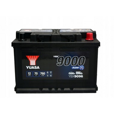 Автомобильный аккумулятор YUASA YBX9096 70 Ач 760А обр. пол. (278x175x190) AGM