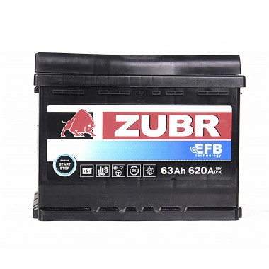 Автомобильный аккумулятор ZUBR EFB 63 Ач 620А (242x175x190) обр. пол.