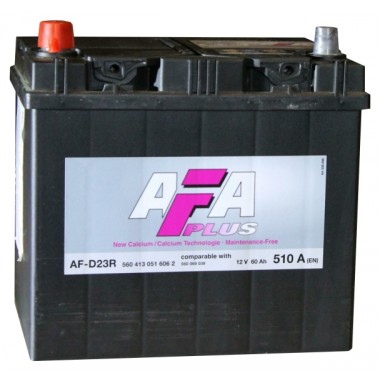 Автомобильный аккумулятор AFA Plus 60 Ач 510A прям. пол. (232x173x225) AF-D23R