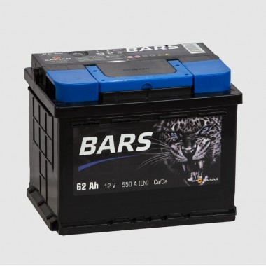 Автомобильный аккумулятор BARS 6СТ-62 АПЗ п.п. 62 Ач 550A (242x175x190)