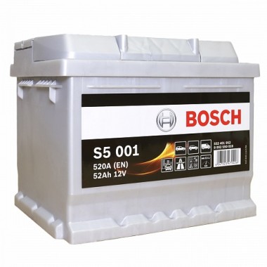 Автомобильный аккумулятор Bosch S5 001 52R 520A 207x175x175