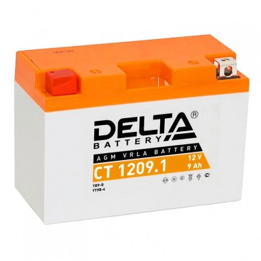 Мотоциклетный аккумулятор Delta CT 1209.1, 12V 9Ah, 115А (150x70x105) YT9B-BS