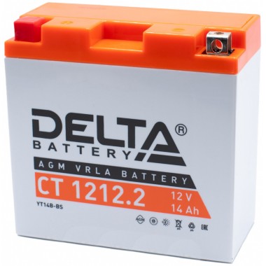 Мотоциклетный аккумулятор Delta CT 1212.2, 12V 14Ah, 155А (152x70x150) YT14B-BS