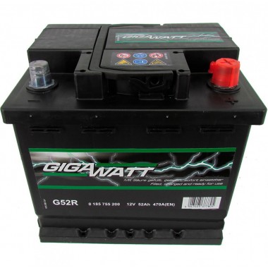 Автомобильный аккумулятор Gigawatt 52R 470A 207x175x175