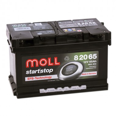 Автомобильный аккумулятор Moll EFB 65R Start-Stop 680A 278x175x175