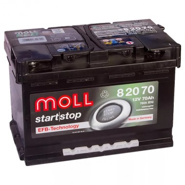 Автомобильный аккумулятор Moll EFB 70R Start-Stop 720A 276x175x190