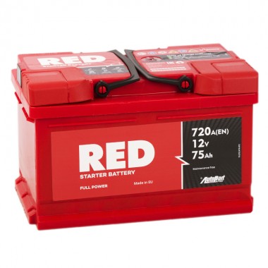 Автомобильный аккумулятор Red 75L низкий (720A 278x175x175)