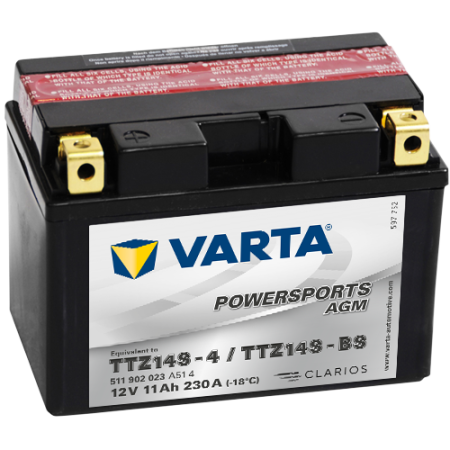 VARTA Powersports AGM TTZ14S-4 12V 11Ah 230А (150x87x110) п/п 511 902 023, сух.