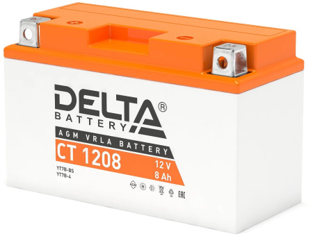 Delta CT 1208, 12V 8Ah, 130А (150x66x95) YT7B-BS, YT7B-4